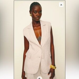 Reformation Clark Linen Vest Oatmeal - Size S